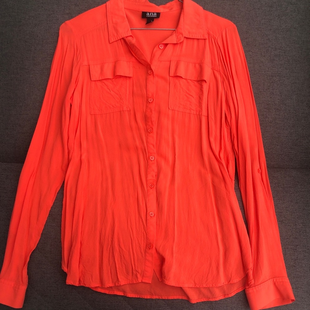A.n.a women’s small orange button down shirt